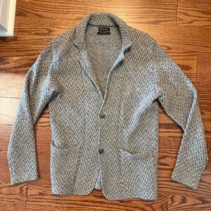 Massimo Dutti Gray Textured Knit Cardigan / Blazer for Men